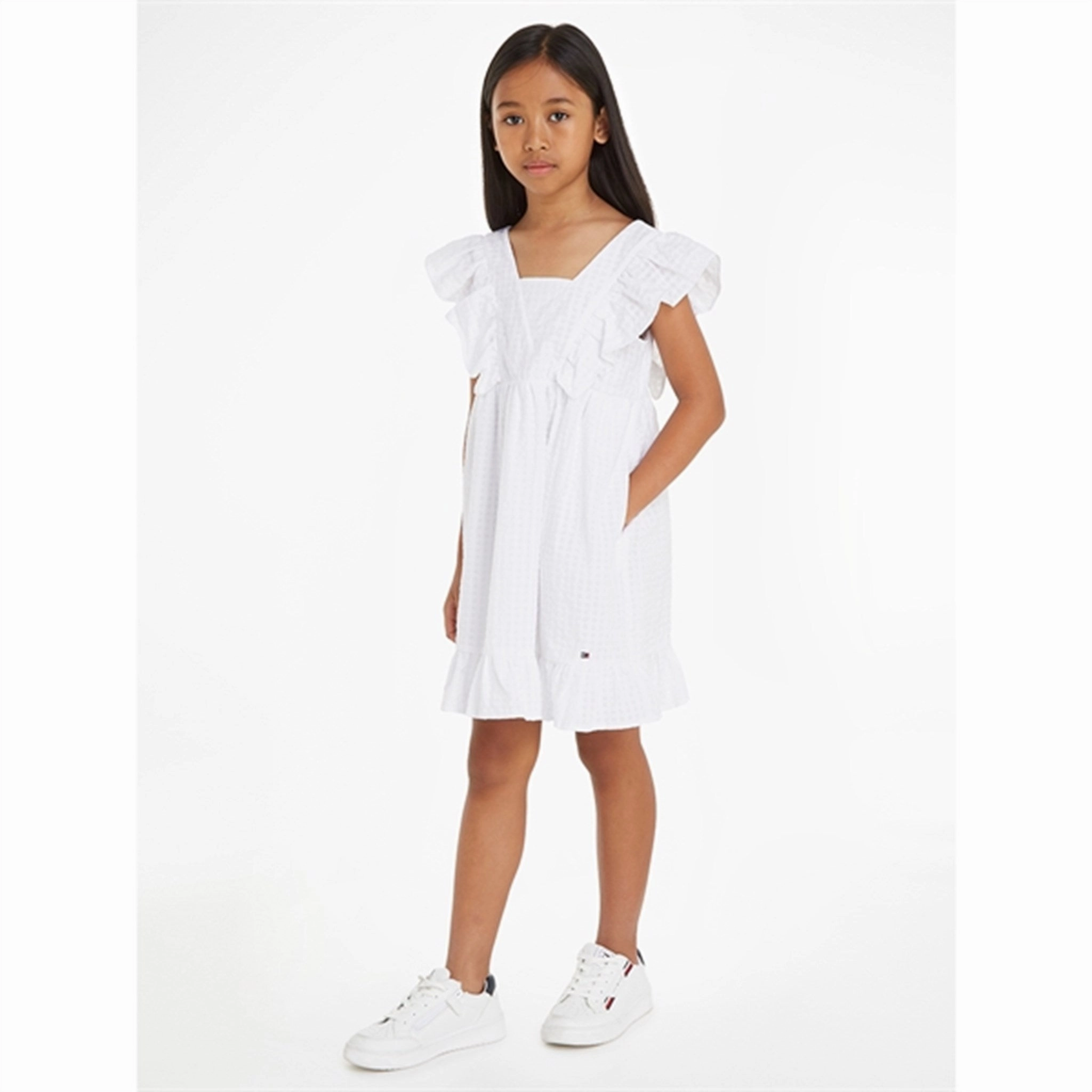 Tommy Hilfiger Seersucker Gingham Dress White Timeless Design