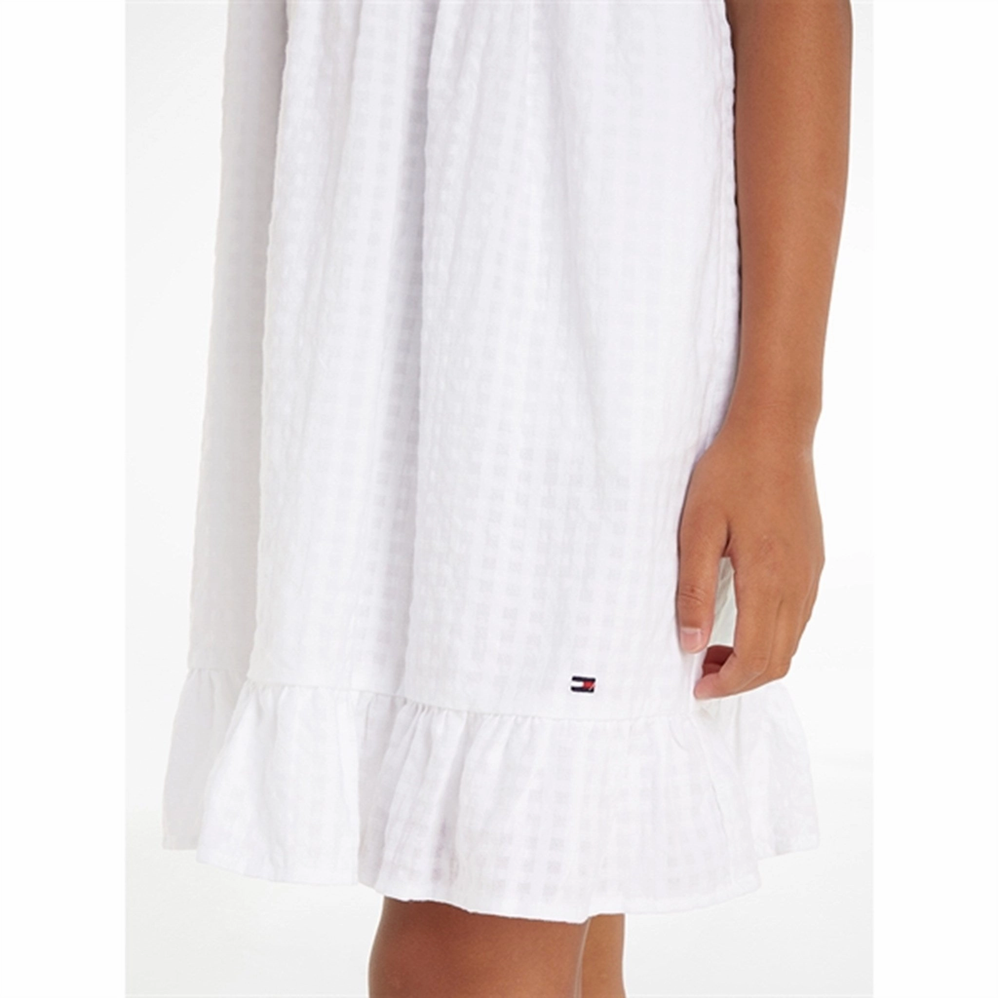 Tommy Hilfiger Seersucker Gingham Dress White Chic Layered Wear Chill Piece