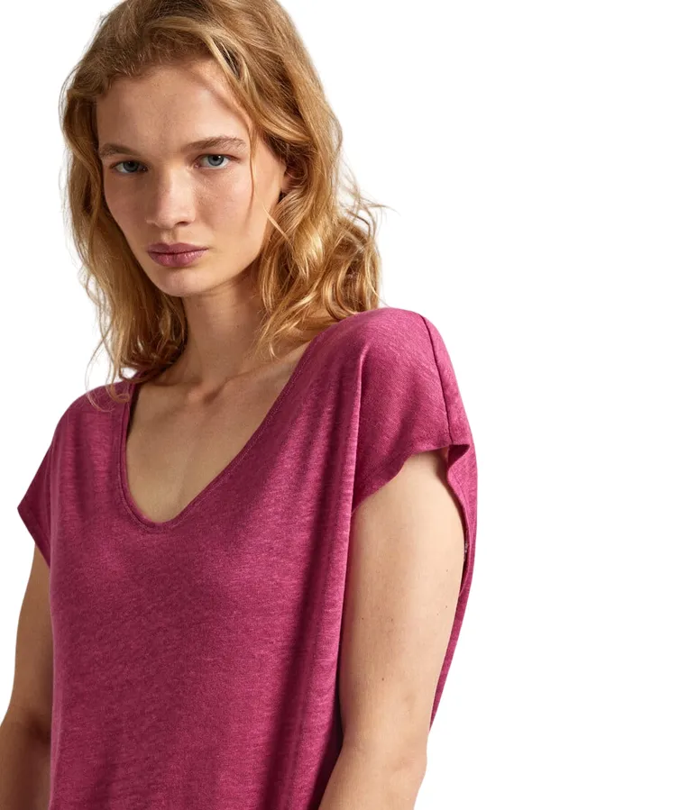Pepe Jeans maglia manica corta in lino relax Lottie PL505821 363 rosa Comfort and Ease Halloween