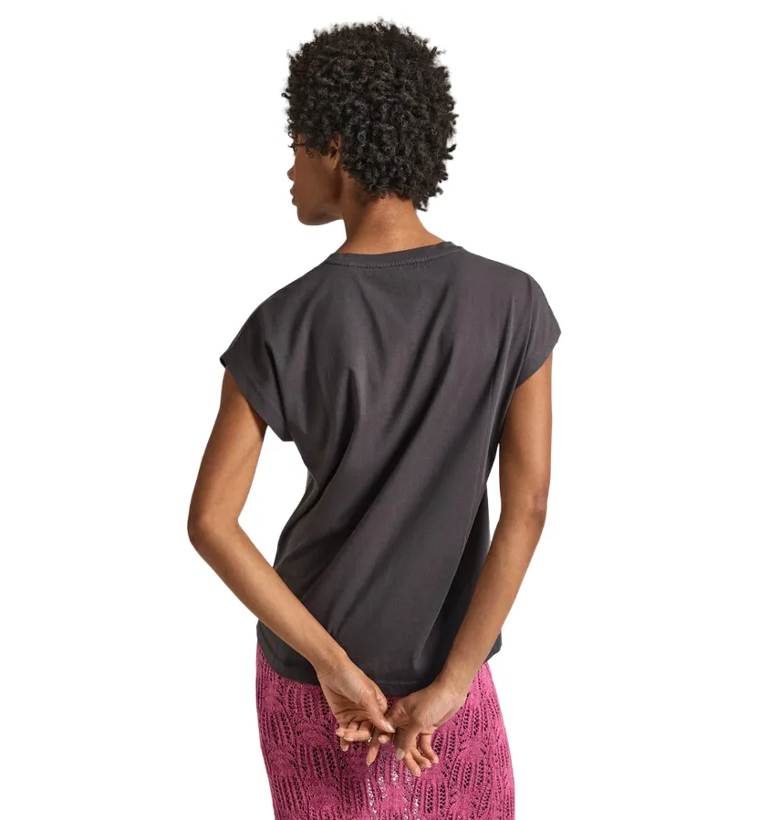 Pepe Jeans maglietta manica corta con logo ricamato Lilith PL505837 985 grigio Soft and Flexible