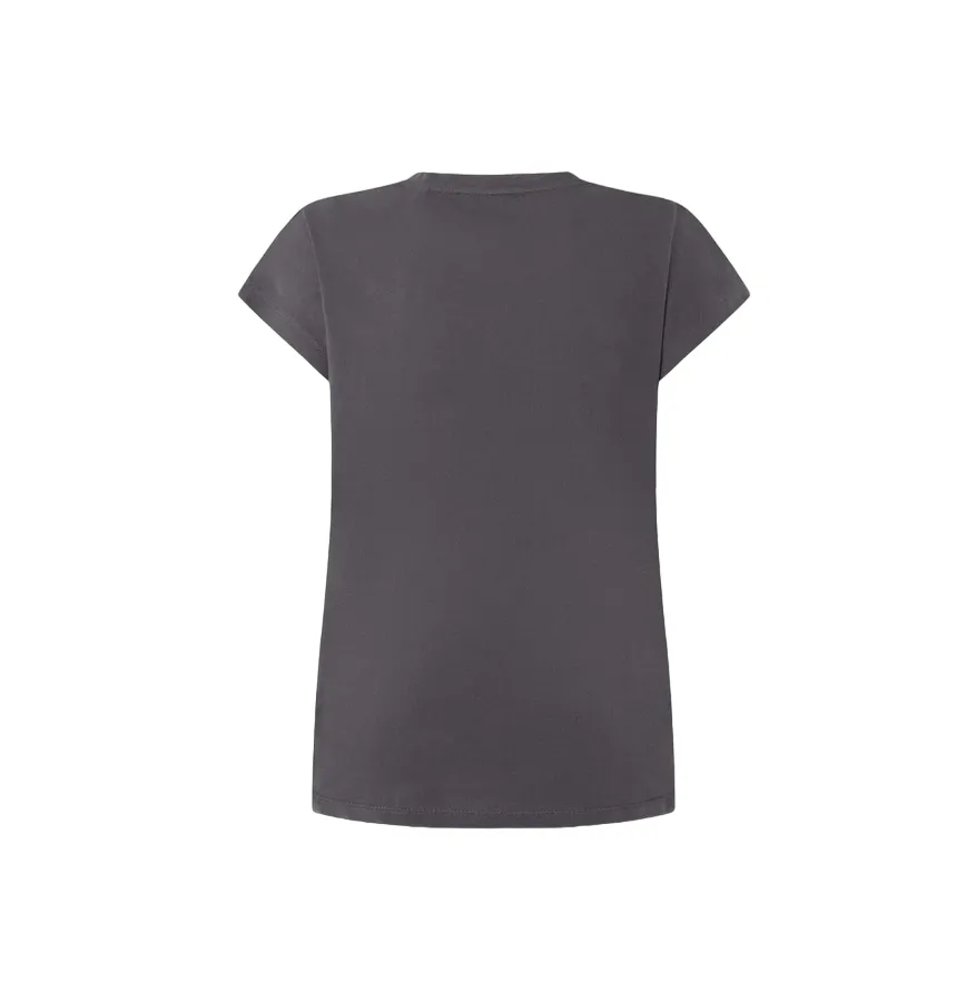 Pepe Jeans maglietta manica corta con logo ricamato Lilith PL505837 985 grigio Simple Fit