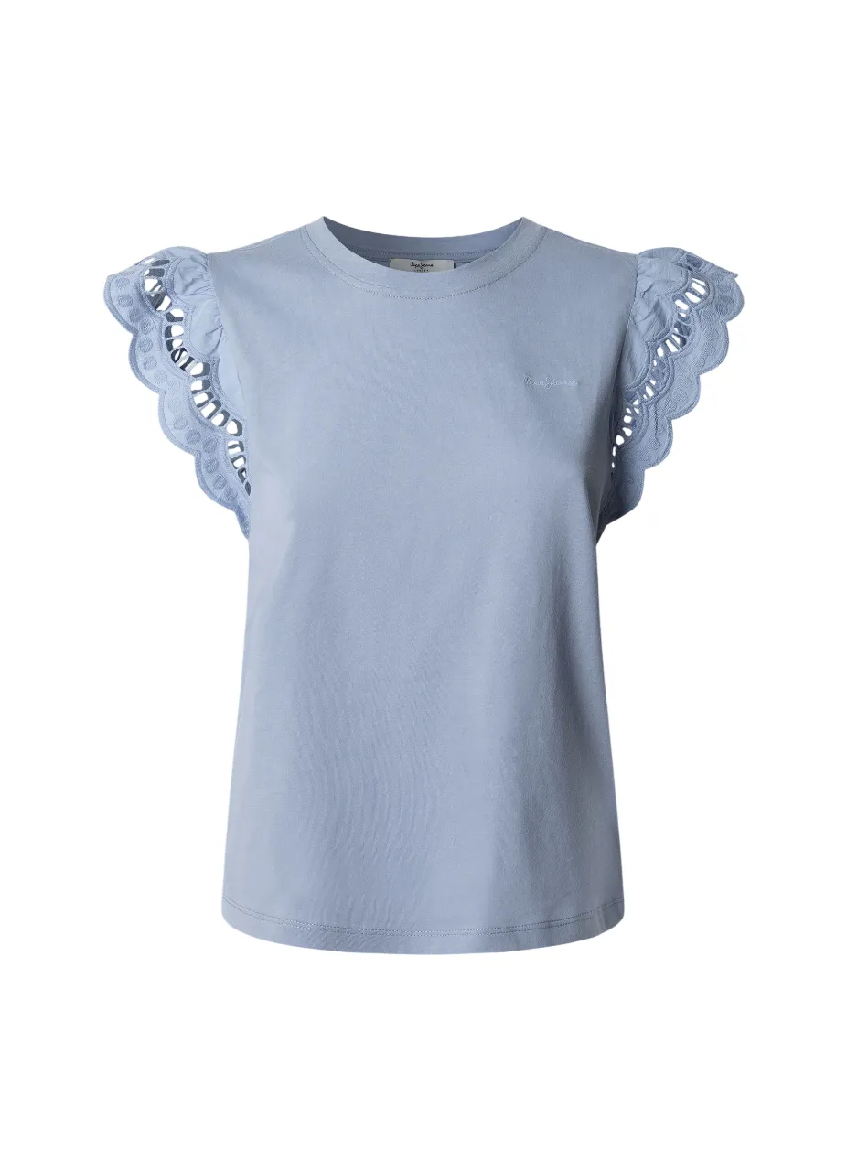 Biodegradable Textile Pepe Jeans maglietta manica corta da donna Vic PL506067 516 celeste