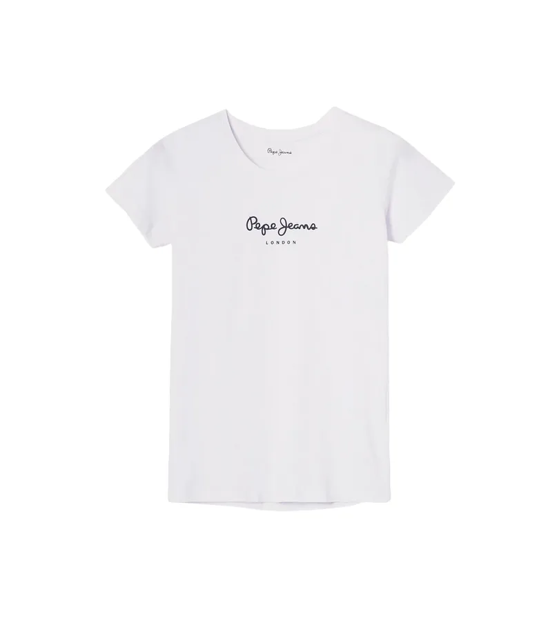 Pepe Jeans maglietta slim manica corta da donna con logo stampato New Virginia PL505202 800 bianco Weekend Style Trend Stylish Details