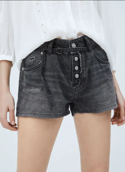 Pepe Jeans pantaloncino in denim largo da donna Bonita Destroy PL800933 nero slavato Travel Style