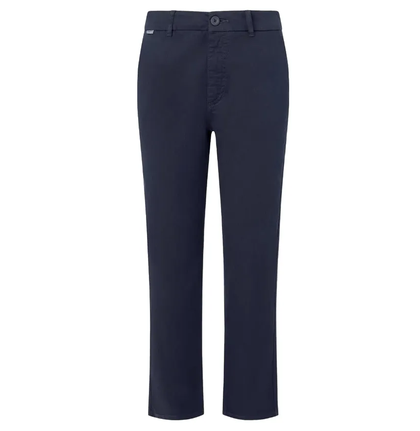 Pepe Jeans pantalone da donna in cotone Tracy PL2116960 594 blu Twill Weave Texture Laser Cut Edges