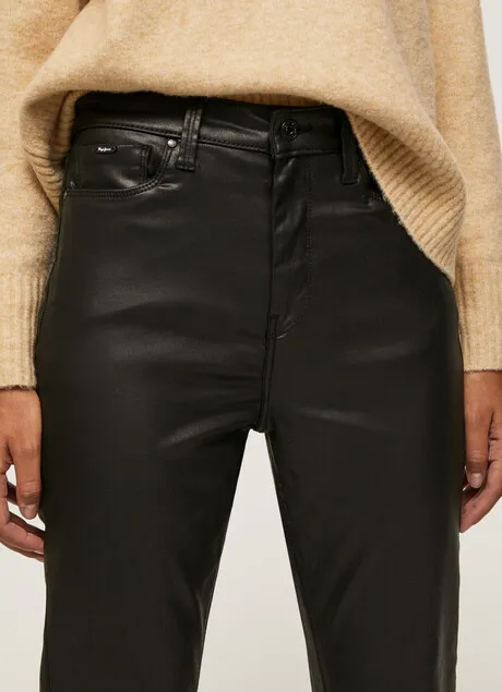 Feminine Cut Pepe Jeans Pantalone Jeans Cerato nero Dion Flare a vita alta e largo PL204156XB0 denim black