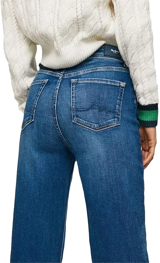 Pepe Jeans Pantalone jeans da donna a vita alta largo Lexa Sky Wide Fit High PL204162CQ58 000 denim Reinforced Pockets