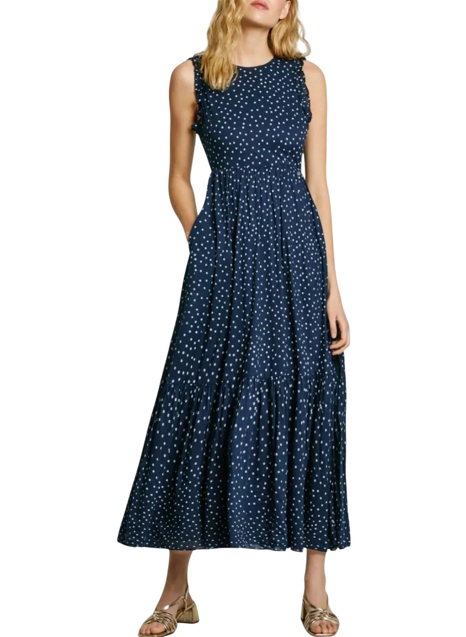 Pepe Jeans vestito lungo da donna Deborah PL953666 588 blu Casual Tone Emerging-Brand