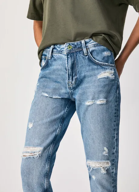 Outdoor Essentials BreathableLining PepeJeans Pantalone Violet Mom Carrot Fit High Waist Jeans PL201742WQ9 denim