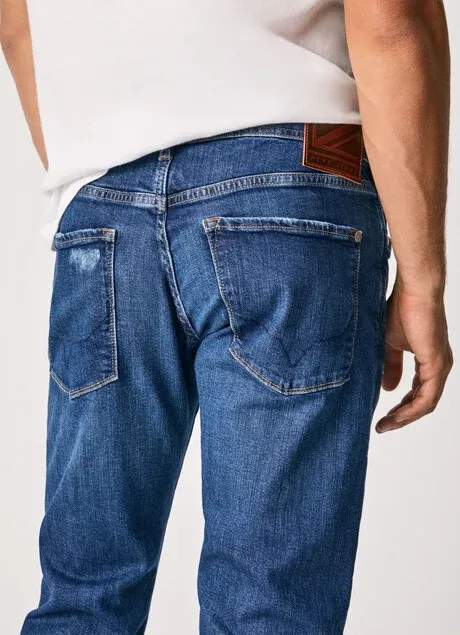 PepeJeans Stanley Brit Taper Fit Regular Waist Jeans Slim Silhouette Active Fit