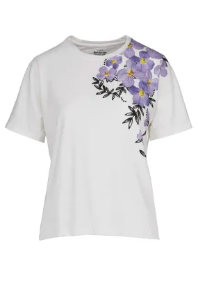 Bomboogie T-shirt da donna con stampa Viole TW7993TJSNS 01 off white Active Trend Vintage Wash Effect