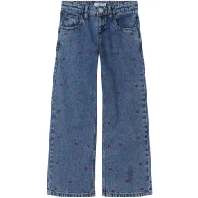 Name It Medium Blue Denim Heart Bella Wide Jeans Daily Look Shopping Day Vibrant Office Wear