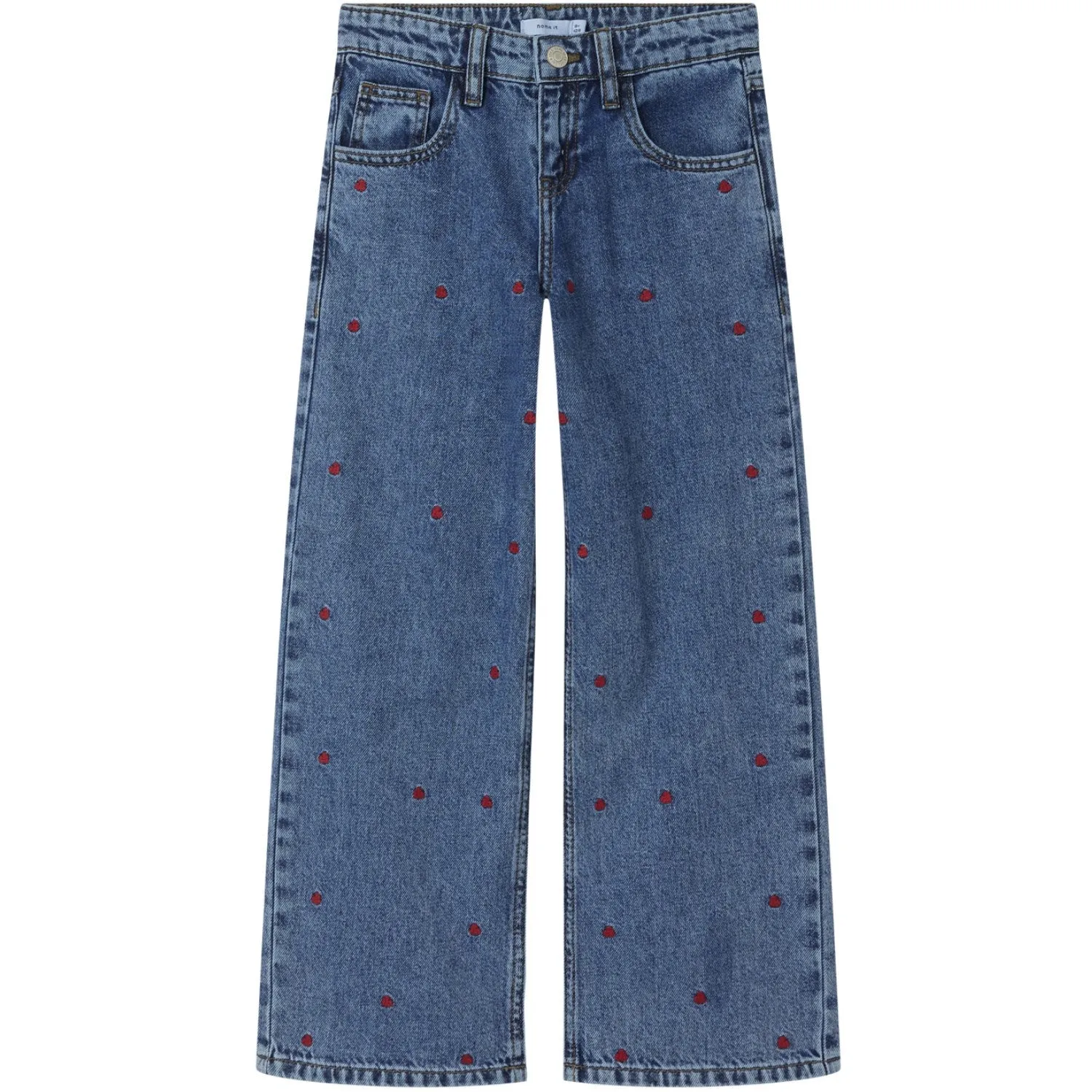 Name It Medium Blue Denim Heart Bella Wide Jeans Daily Look Shopping Day Vibrant Office Wear