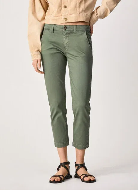Pepe Jeans Pantalone Chino Slim Maura PL211547YE4R 684 vineyard green Organic Cotton Layered Look