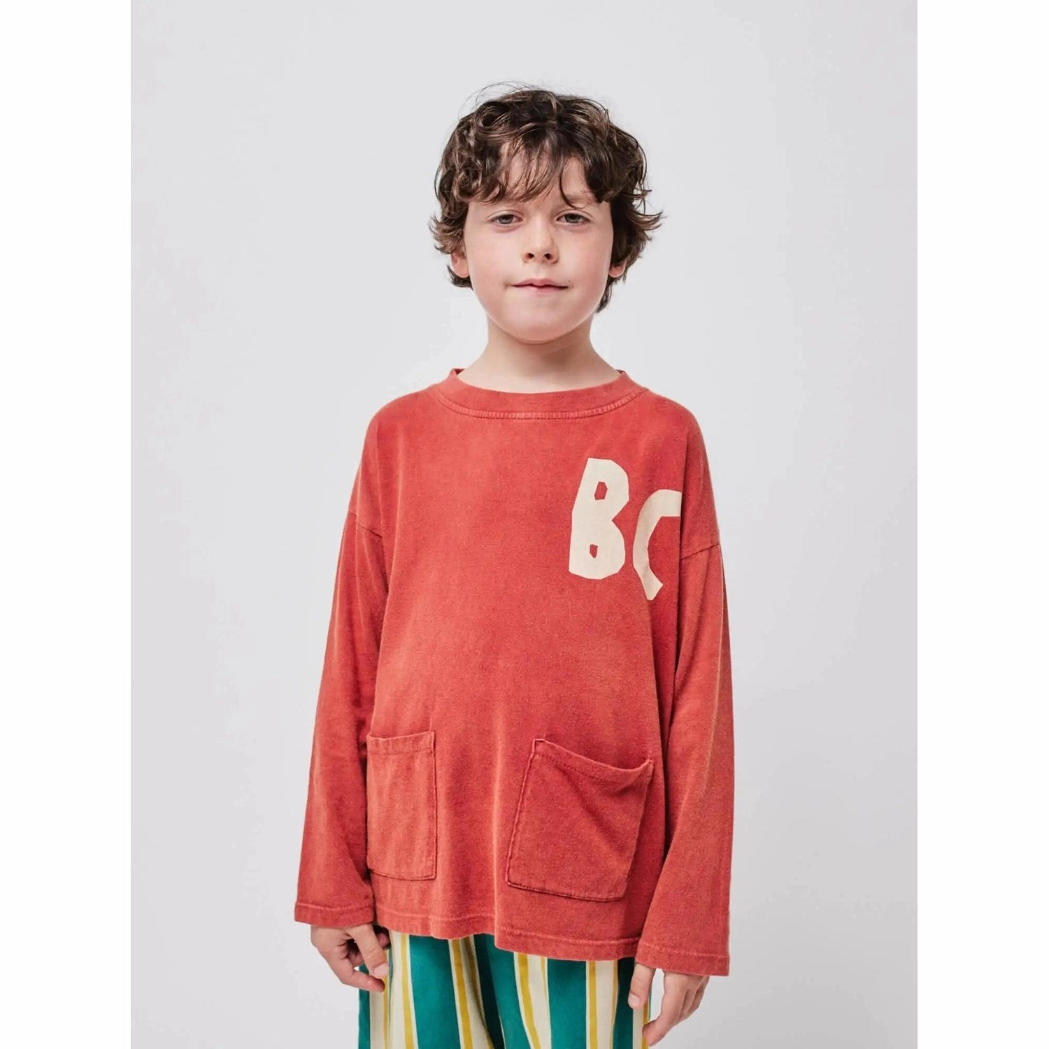 Bobo Choses Burgundy Red Long Sleeve T-shirt Eco Friendly Dye Vintage Wash