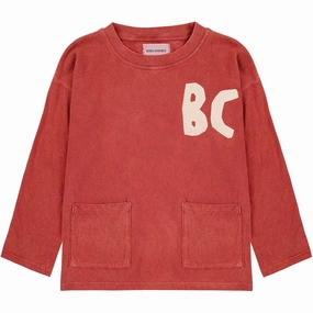 Bobo Choses Burgundy Red Long Sleeve T-shirt Fall Fashion