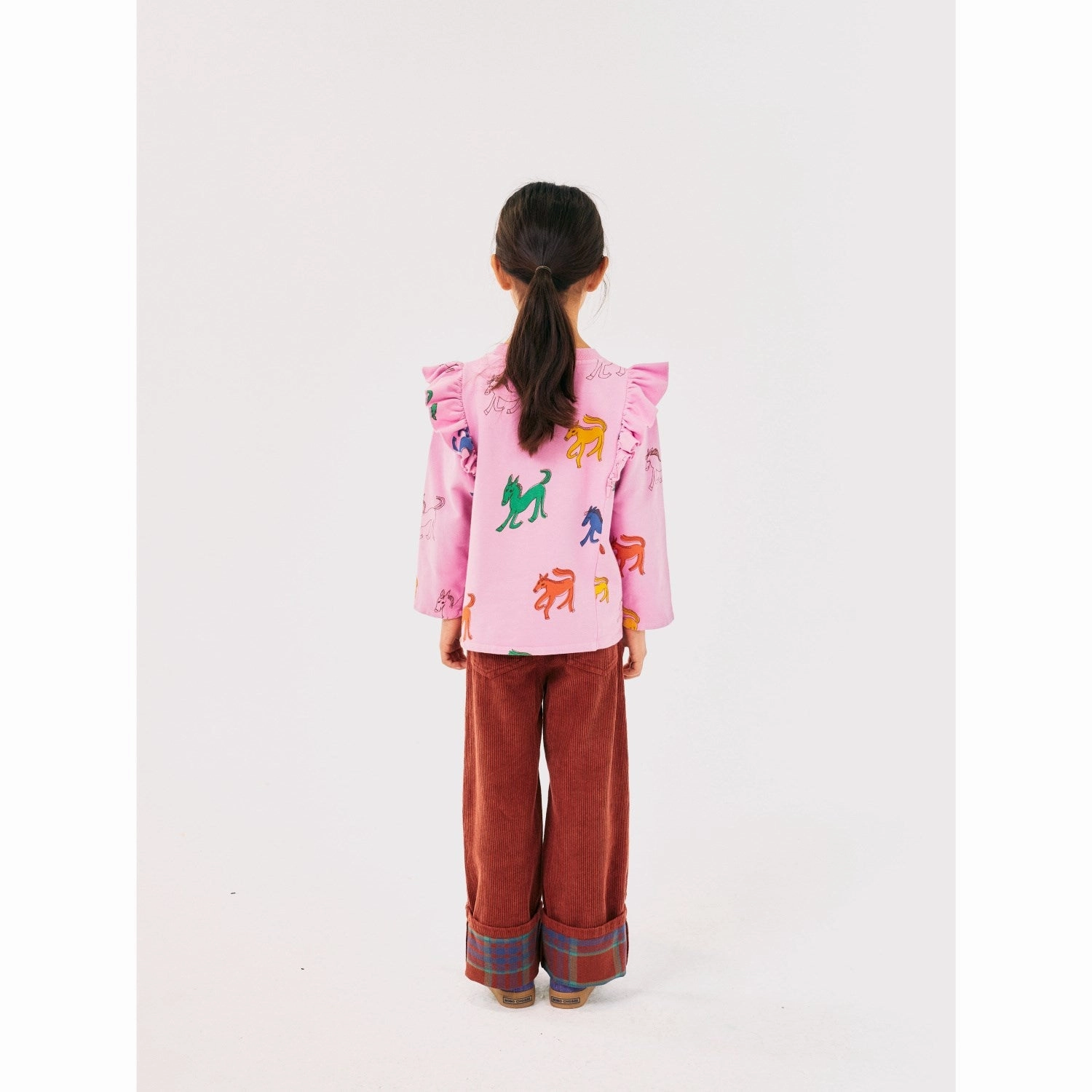 Performance Fabric hypoallergenic material Bobo Choses Pink Wonder Horse All Over Ruffle Shirt