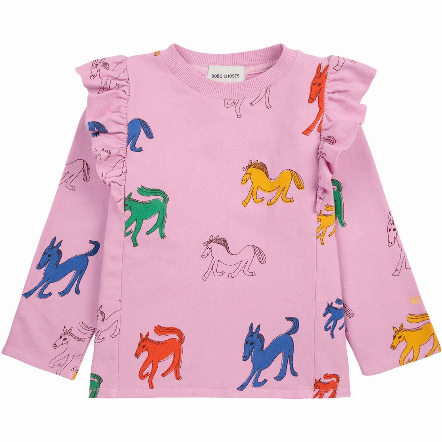 Bobo Choses Pink Wonder Horse All Over Ruffle Shirt Reinforced Buttonholes