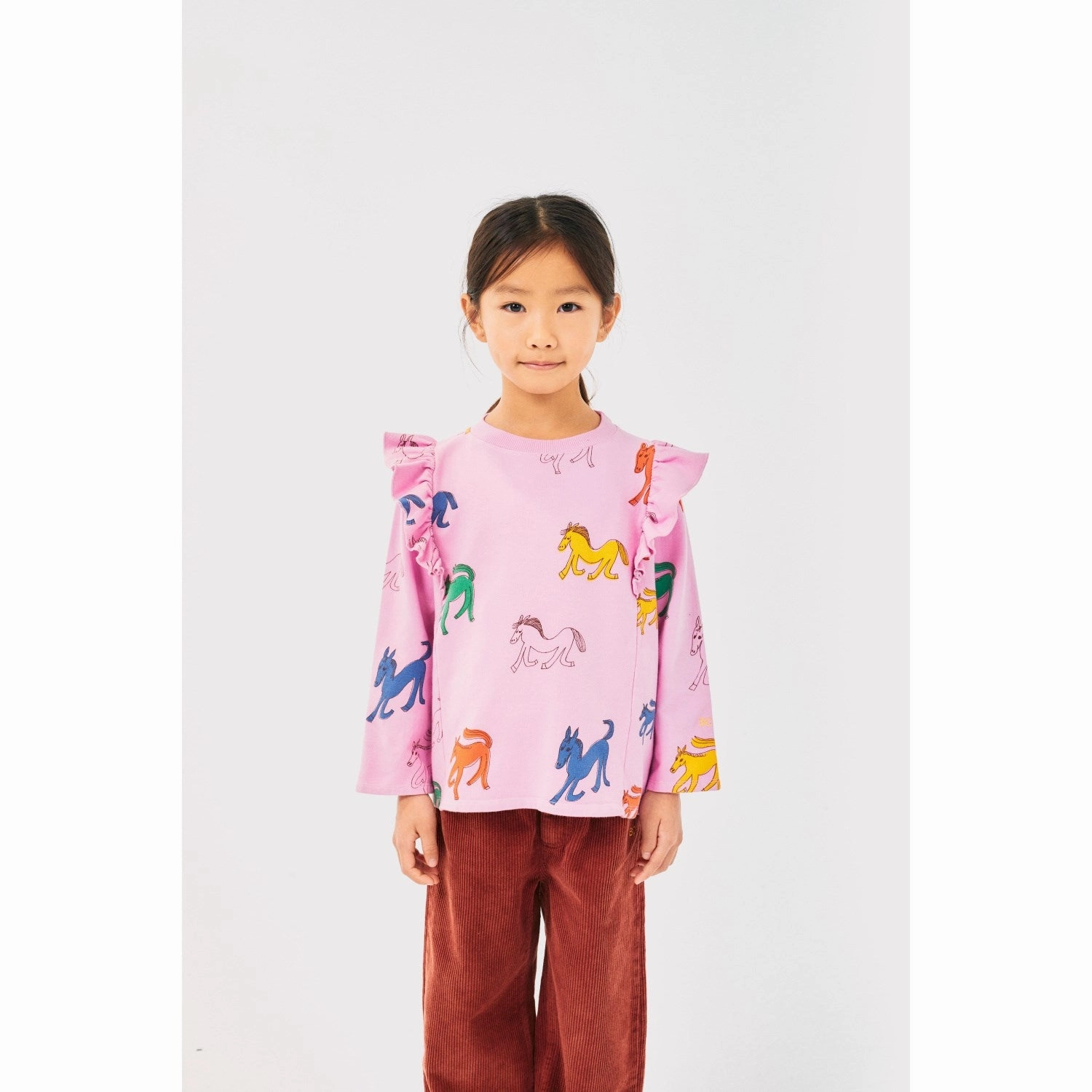Monochrome Palette Bobo Choses Pink Wonder Horse All Over Ruffle Shirt