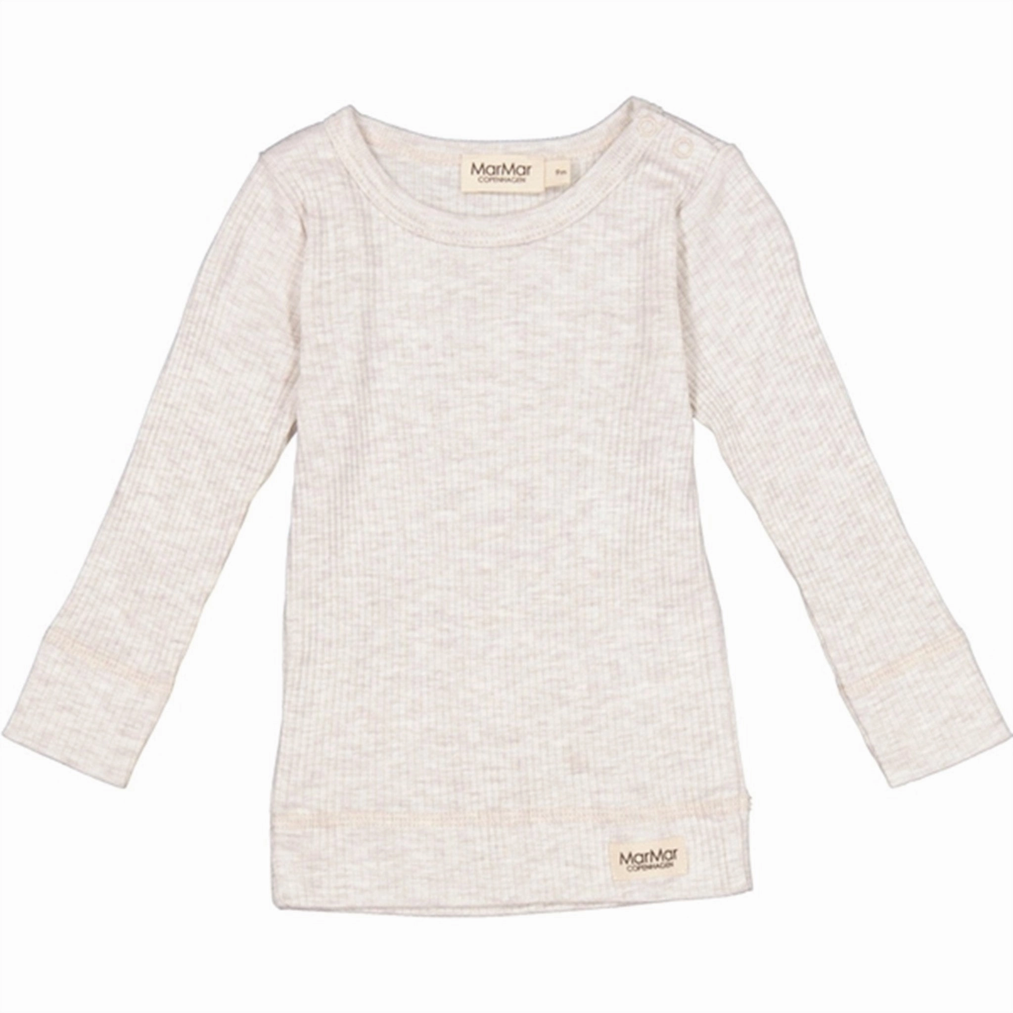 Laser Cut Edge Detail MarMar Modal Beige Melange Plain Blouse