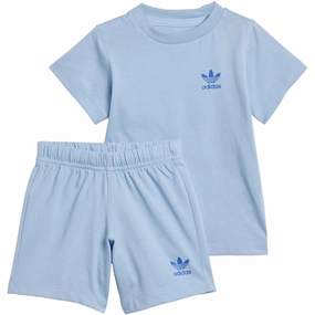 Trendy adidas Originals Light Blue Shorts Tee Set