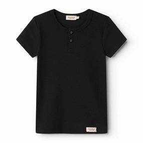 simple design Drop Shoulder Cut MarMar Modal Black T-shirt