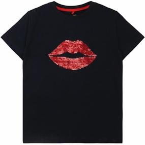 Versatile and Comfortable Timeless Top The New Navy Blazer Lips T-shirt