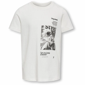 Breathable mesh panel Layering Piece kids ONLY Cloud Dancer Pernille Style T-Shirt