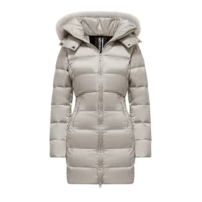 Bomboogie Piumino da donna in nylon lucido con pelliccia CW636LTDLC4 503 grigio cristallo Wrinkle Resistant Material adults