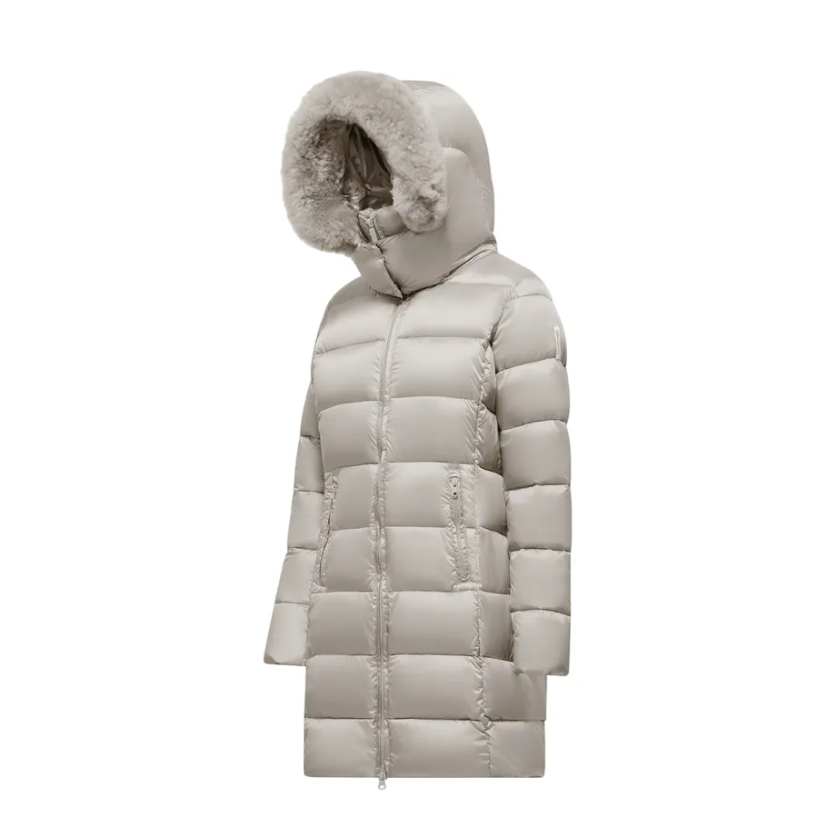 Bomboogie Piumino da donna in nylon lucido con pelliccia CW636LTDLC4 503 grigio cristallo Non Restrictive Fit Casual Use