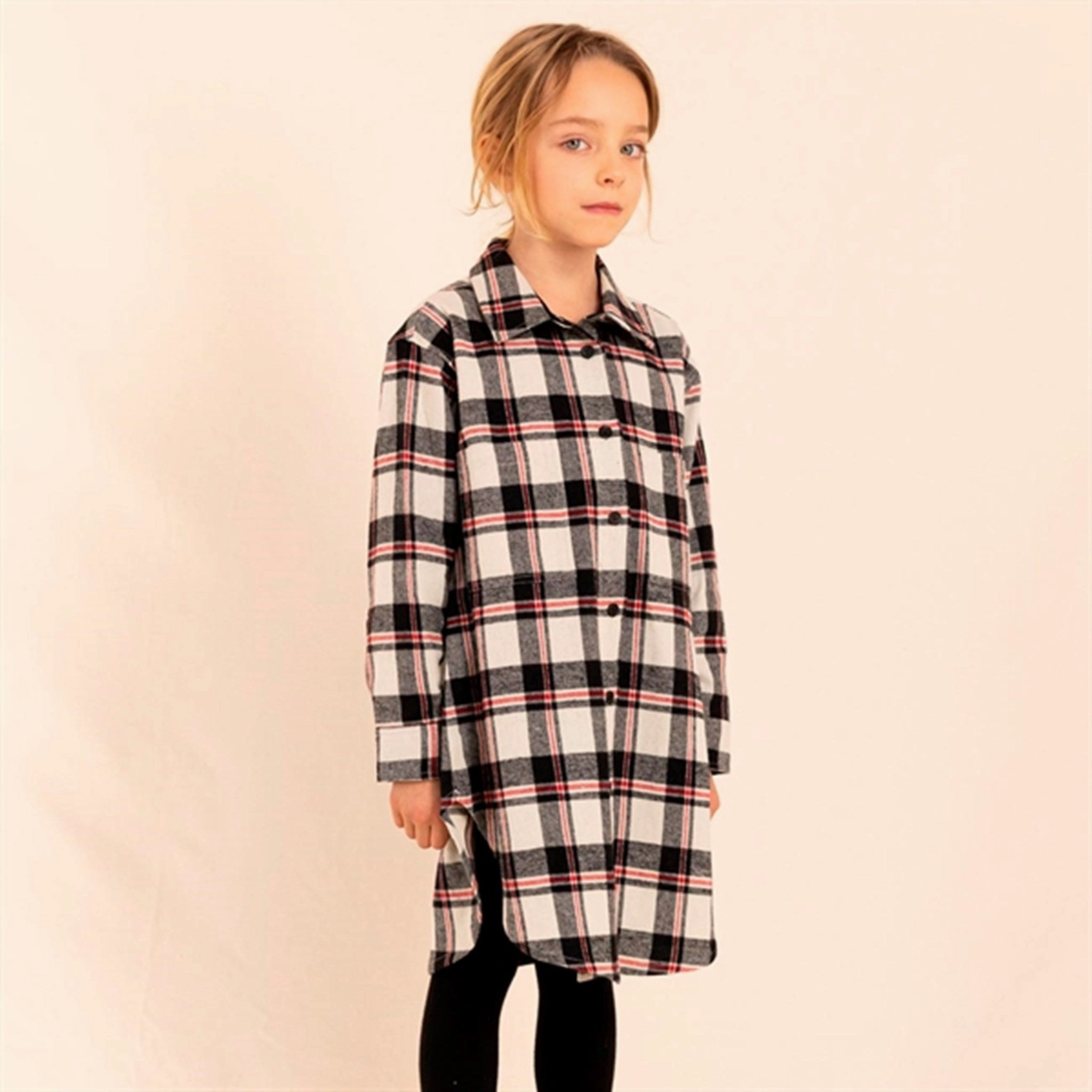 Finger In The Nose Chloe Off White Checkers Shirt Dress Sleek Silhouette Travel Friendly