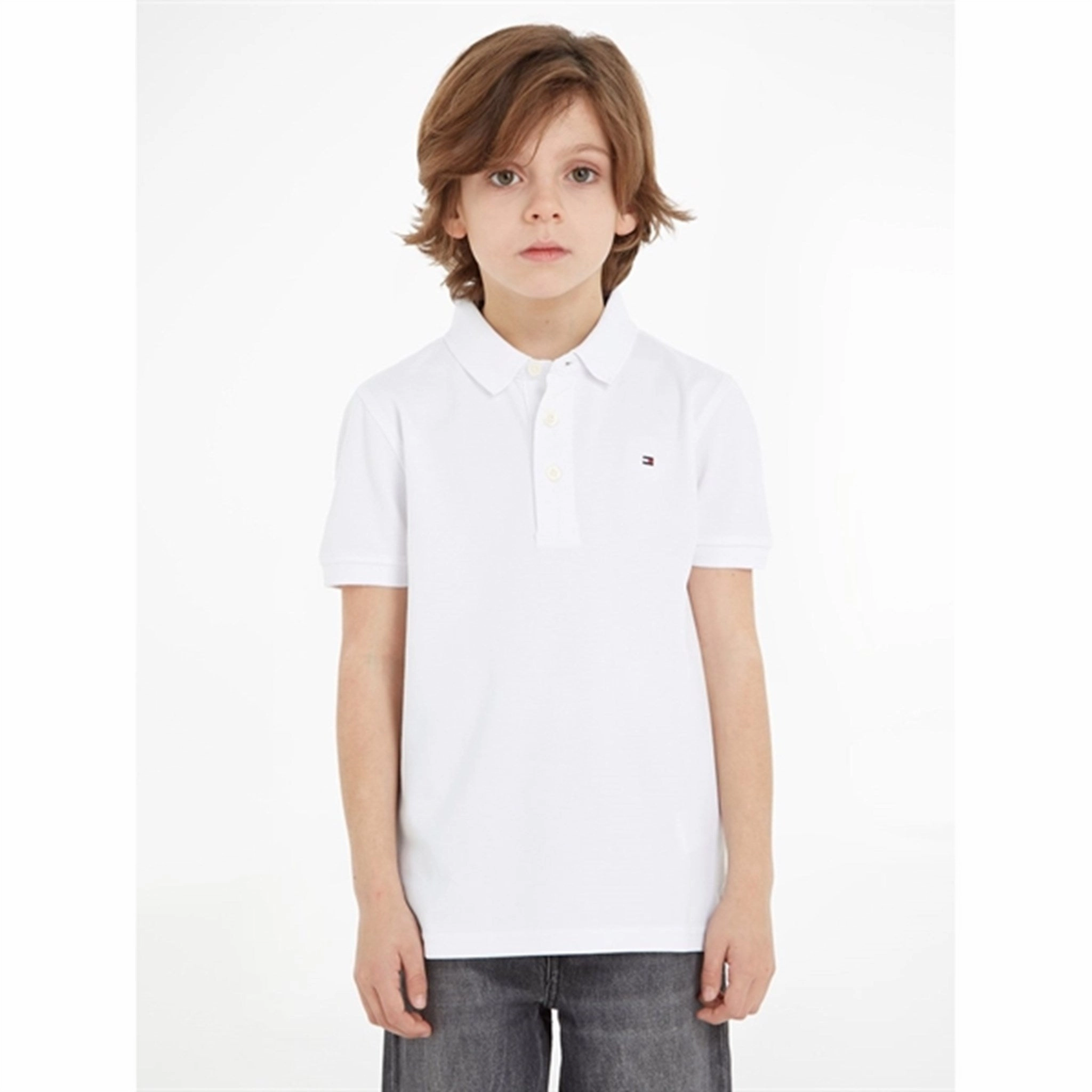 Tommy Hilfiger Boy Tommy Polo T-Shirt Bright White TearResistant Fiber Hygroscopic Threads