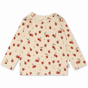 Shimmer Effect Athleisure Trend Petit Piao Apple Aop Blouse Printed