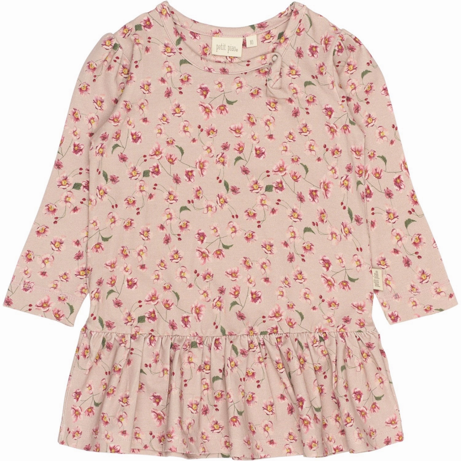 Petit Piao Autumn Anemon Dress L/S Gather Printed Relax Cut