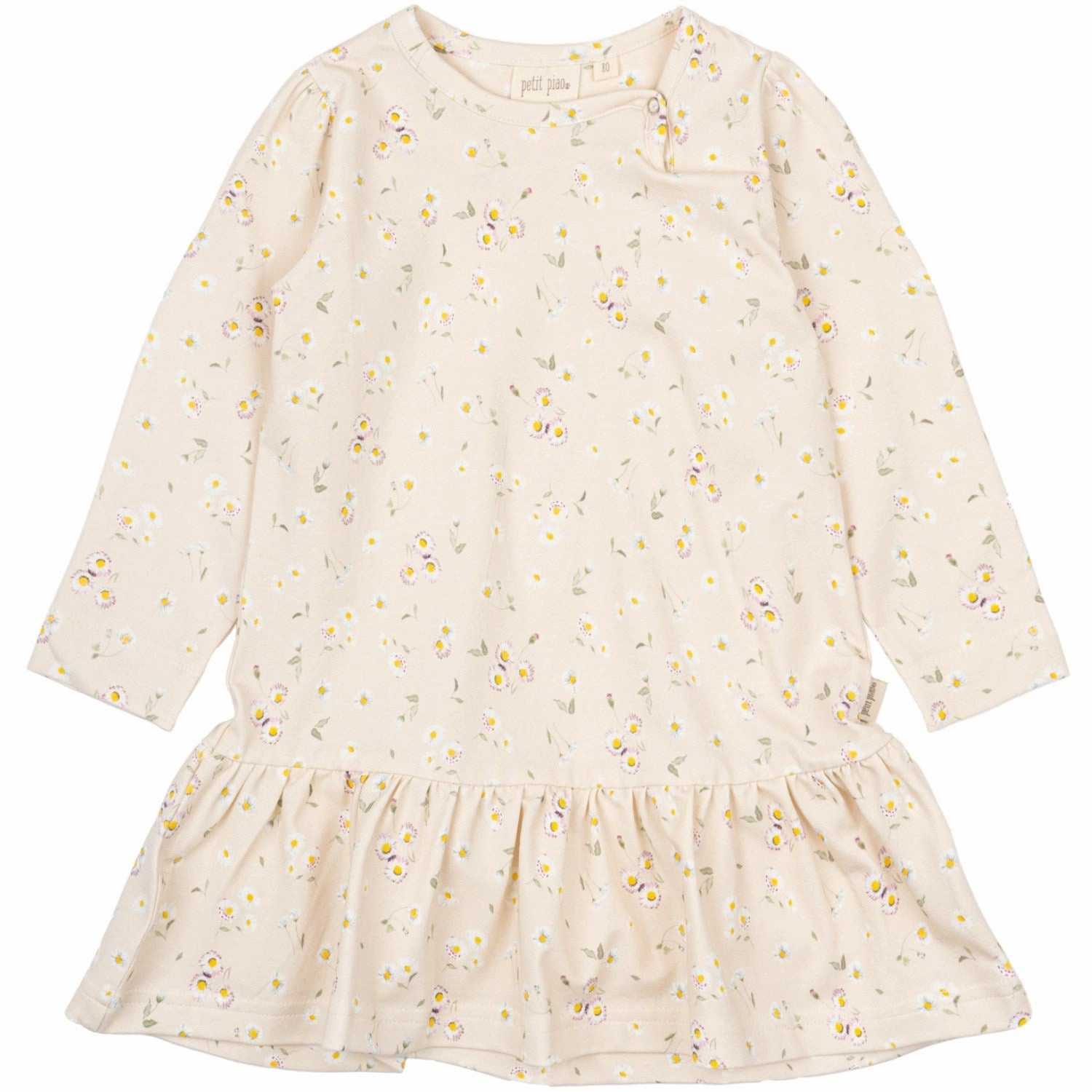 Petit Piao Bellis Aop Dress L/S Gather Printed Light Base