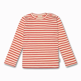 Petit Piao Bright Red Blouse Modal Striped Graduation Ceremony Corporate Event