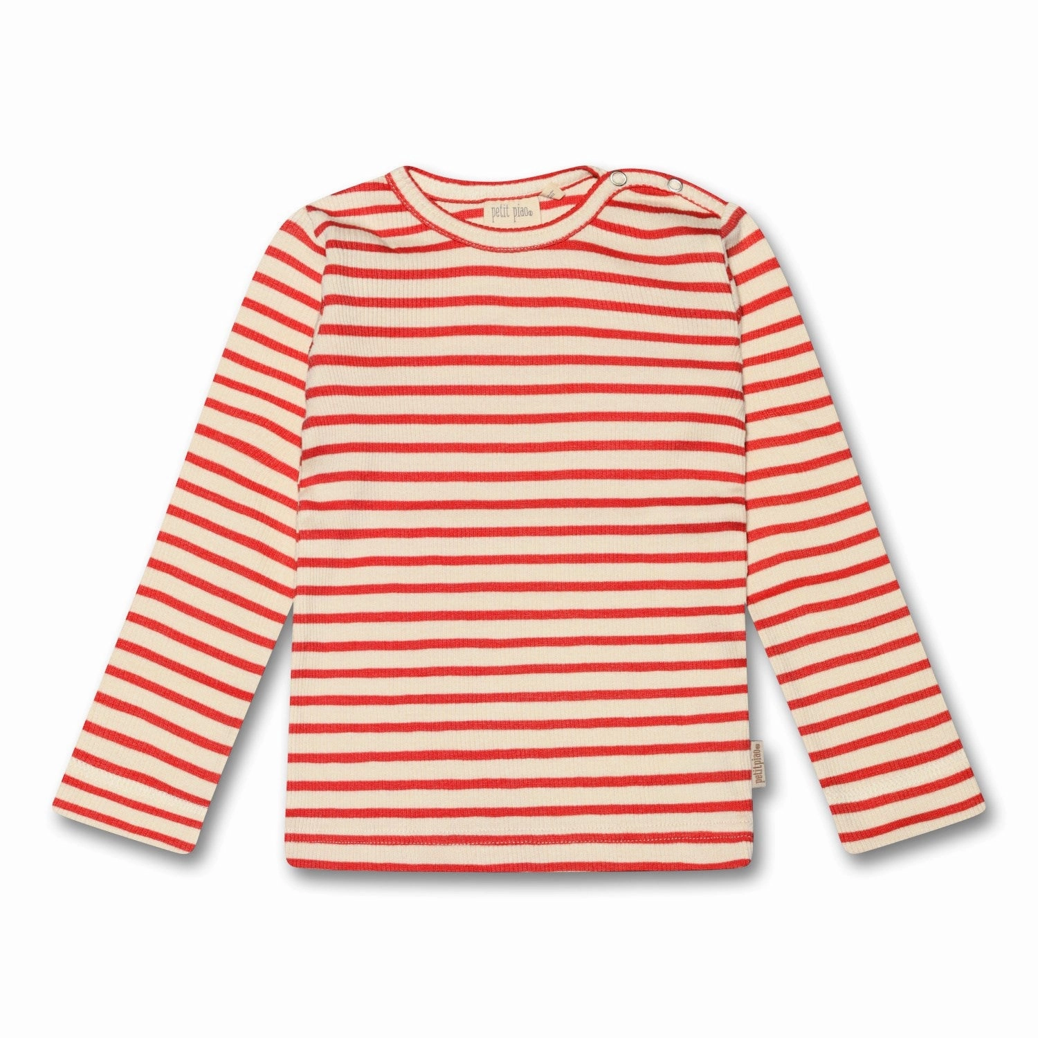Petit Piao Bright Red Blouse Modal Striped Graduation Ceremony Corporate Event