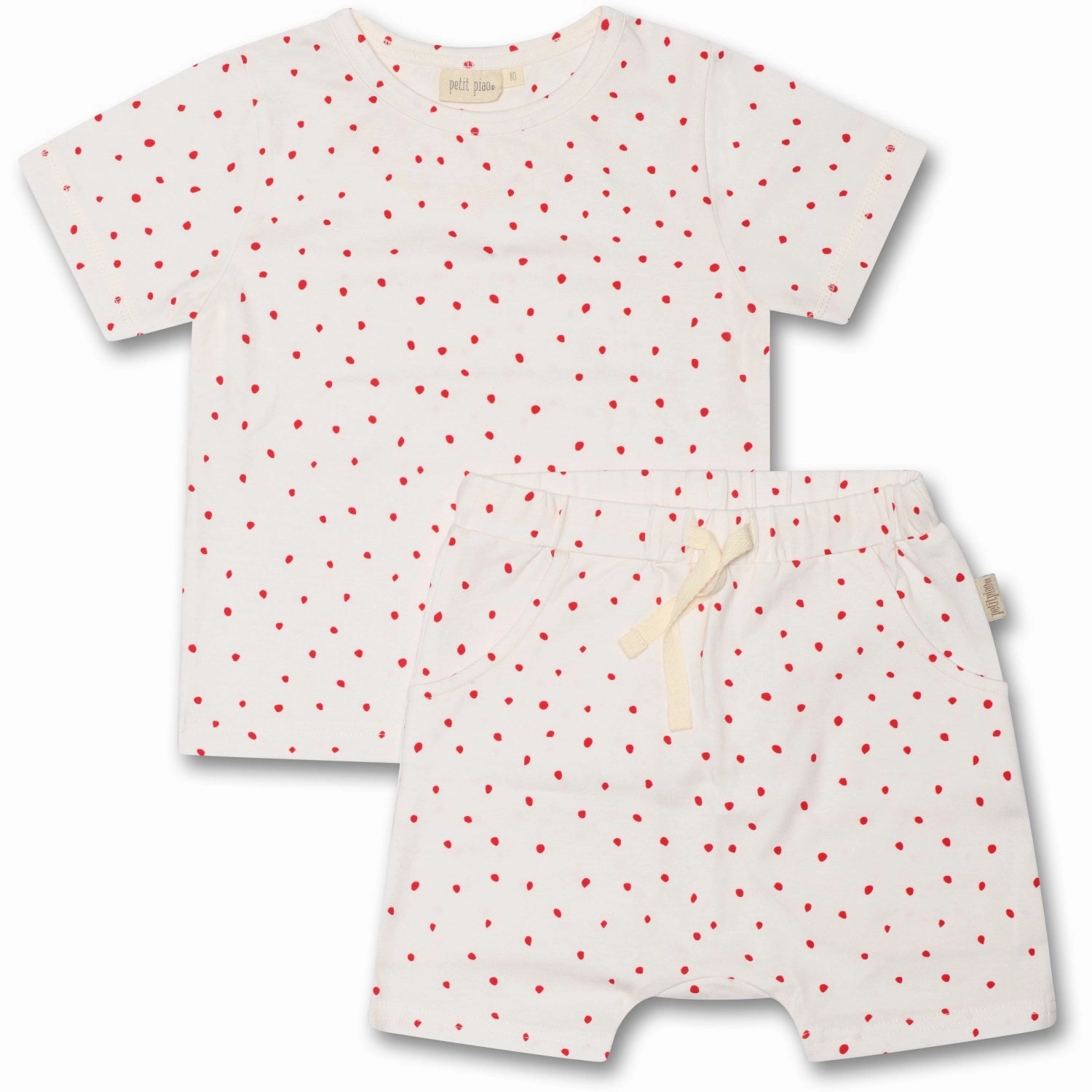 Petit Piao Bright Red Shorts Set Printed Pastel Colors desert style