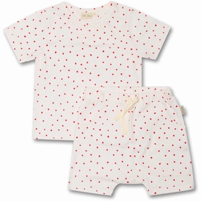 Cozy Design Dimensional Stability Weave Petit Piao Bright Red Shorts Set Printed