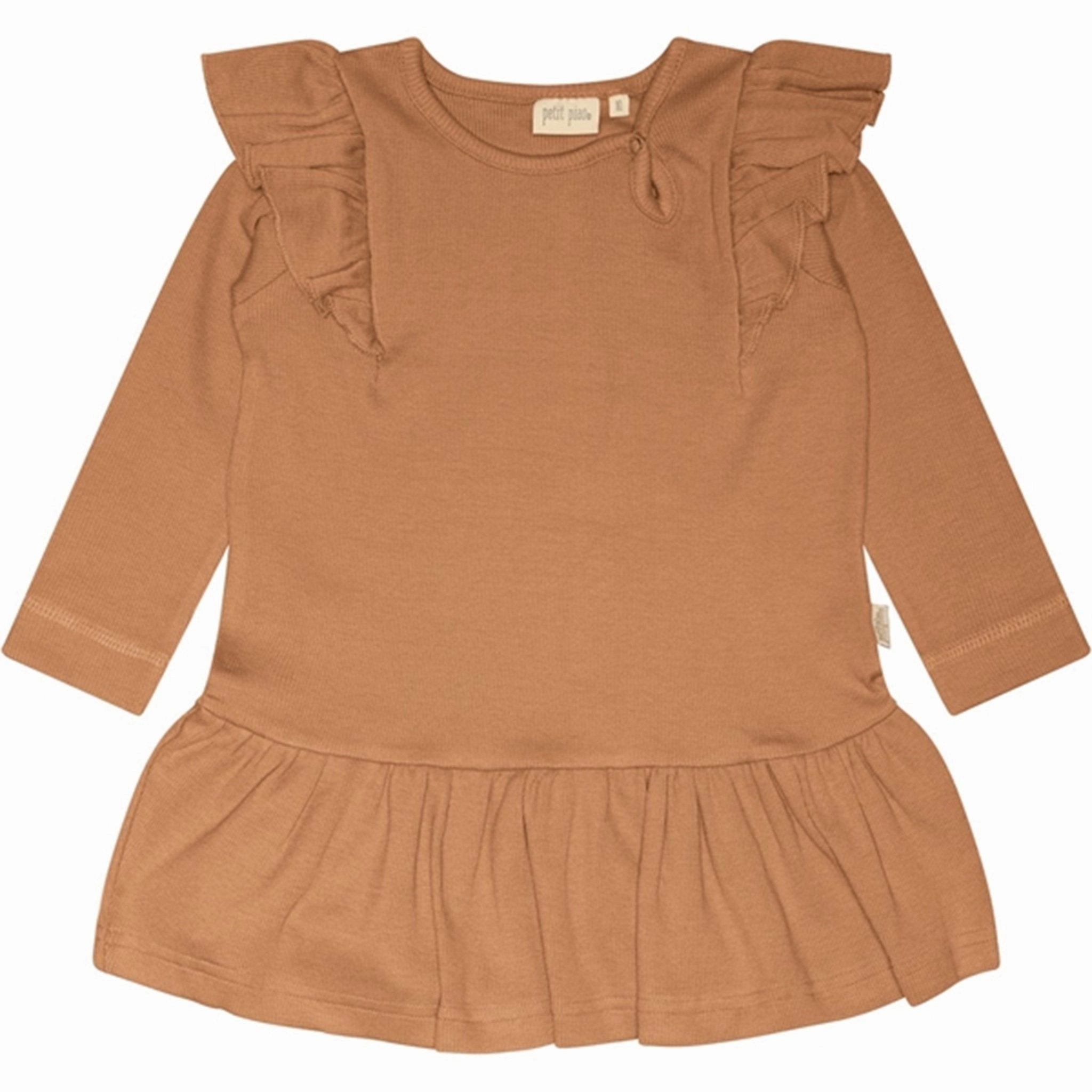 Modern Fit Shiny surface Petit Piao? Caramel Dress Modal Frill