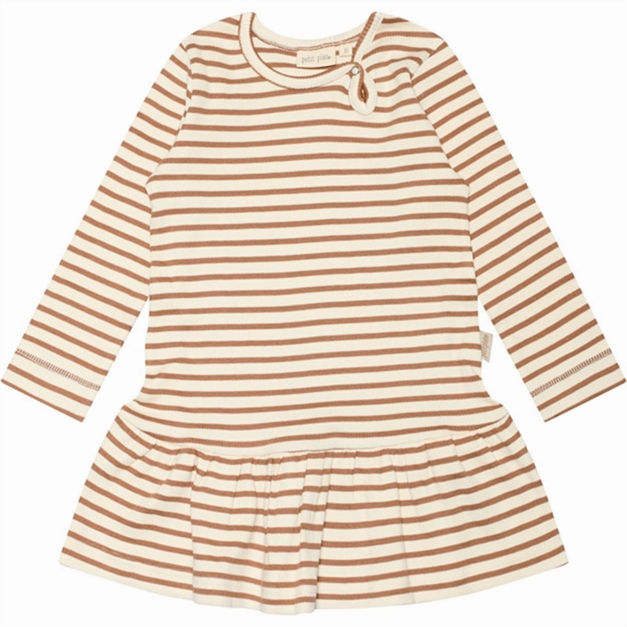 One-Shoulder Elegant Wearable Petit Piao? Caramel/Off White Dress Modal Striped