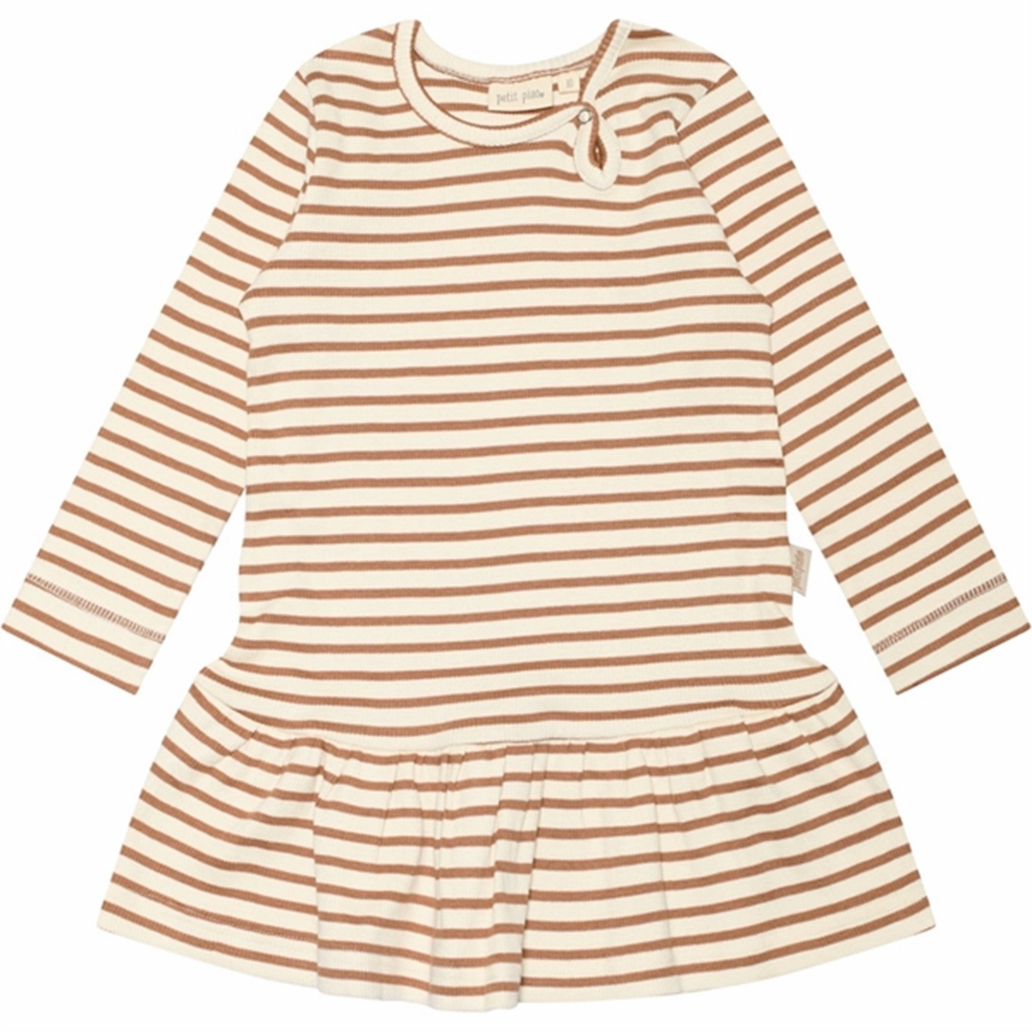 Petit Piao? Caramel/Off White Dress Modal Striped Relaxed Layer