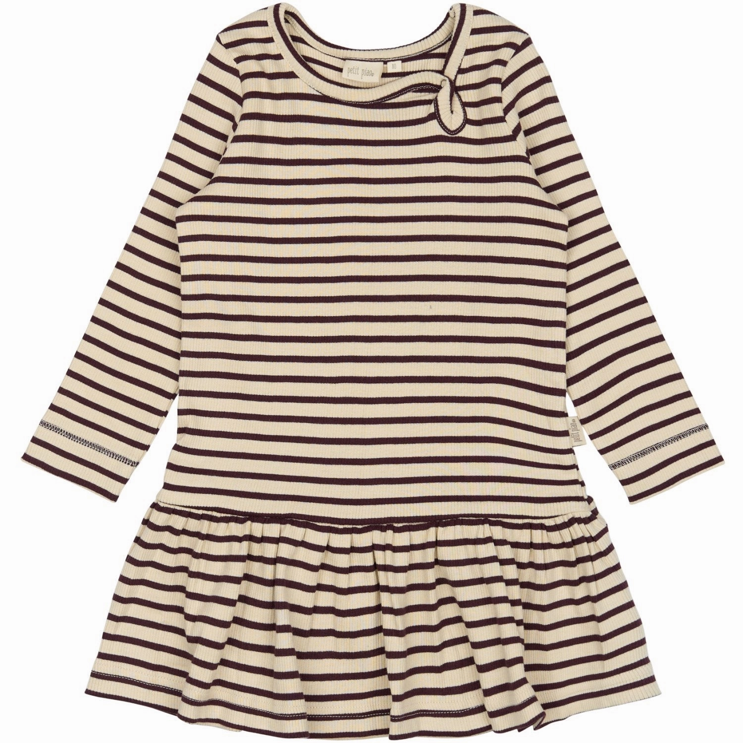 Relaxed Wear Petit Piao Dark Grape/off White Dress L/S Modal Striped