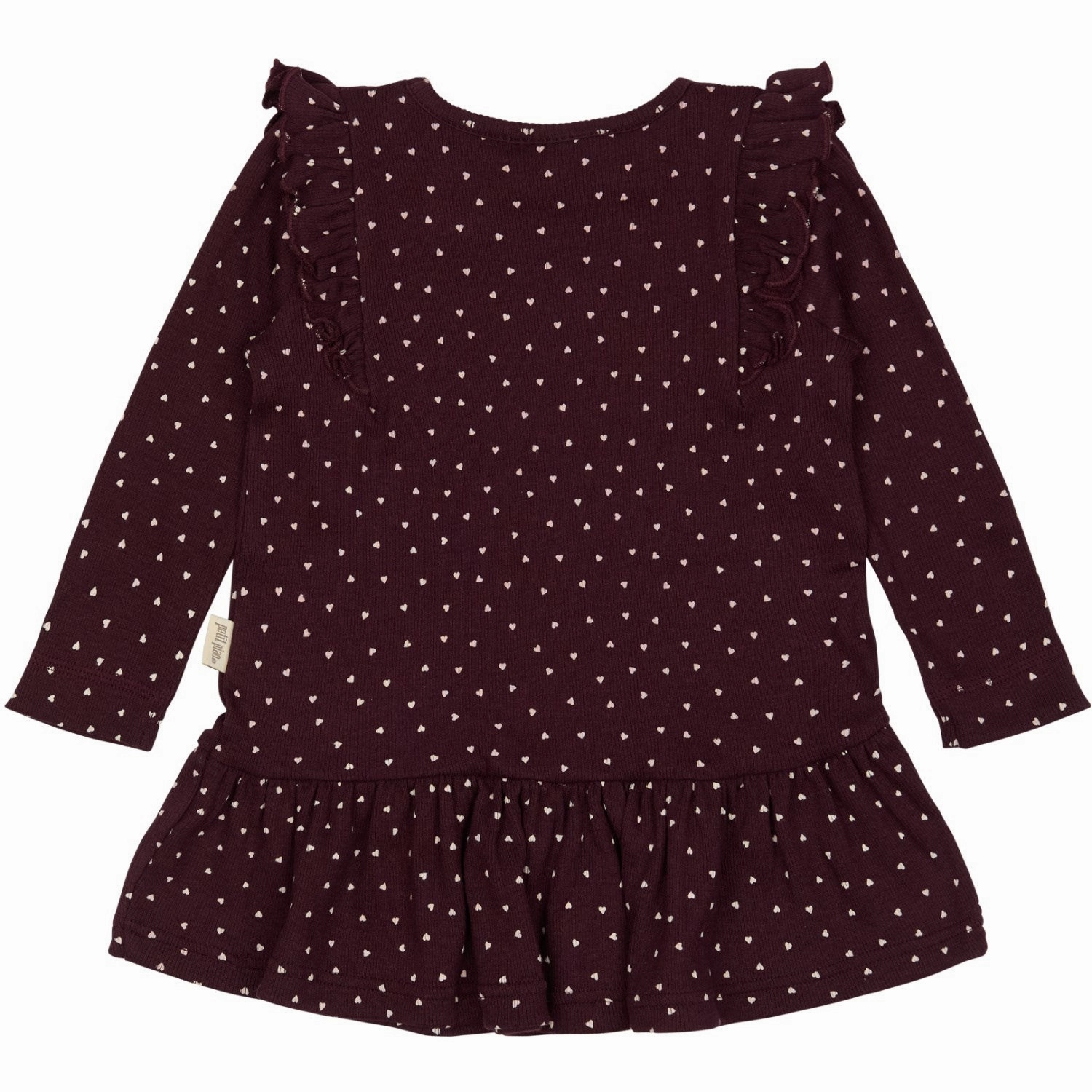 Casual Outfit Coastal Chic Petit Piao Dark Grape/White Dress L/S Frill Modal Heart