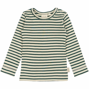 Contemporary Style Relaxed Vibe Petit Piao Dark Sea/off White T-shirt L/S Modal Striped