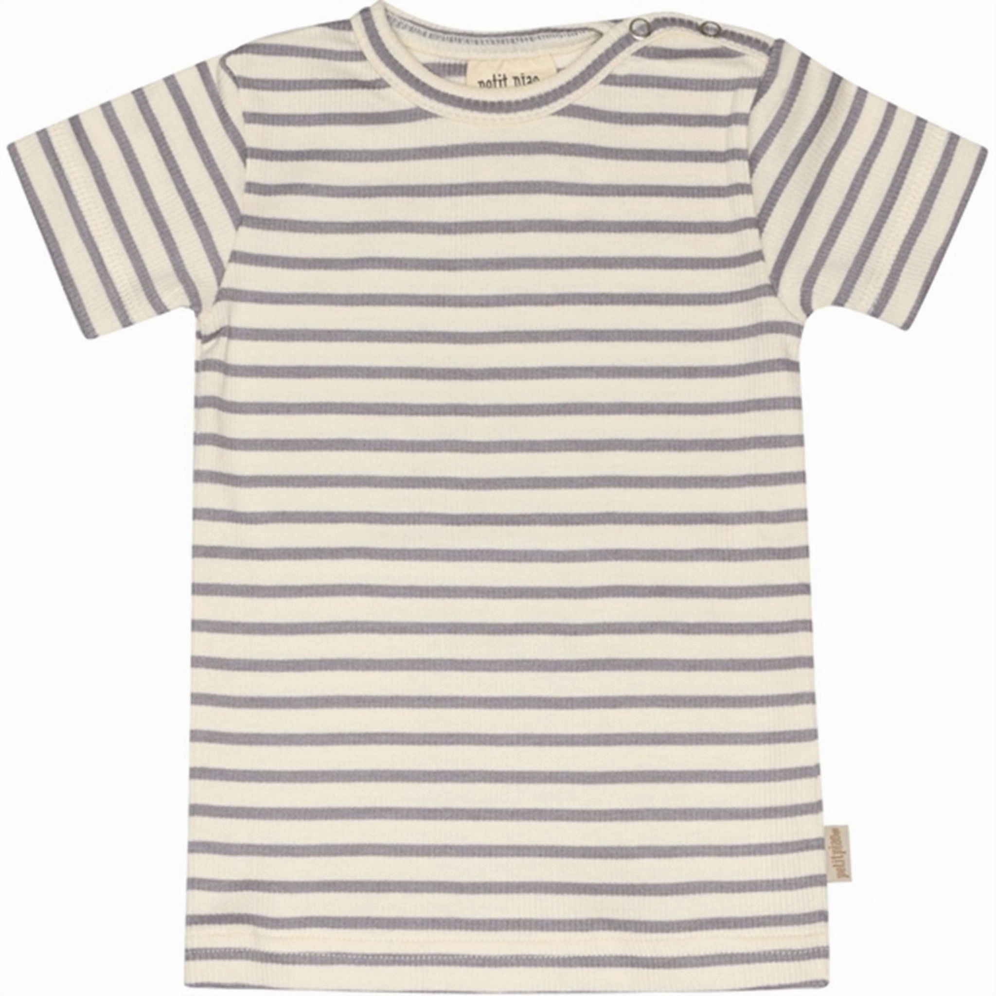 Petit Piao Dusty Lavender/Offwhite T-shirt S/S Modal Striped Adaptable