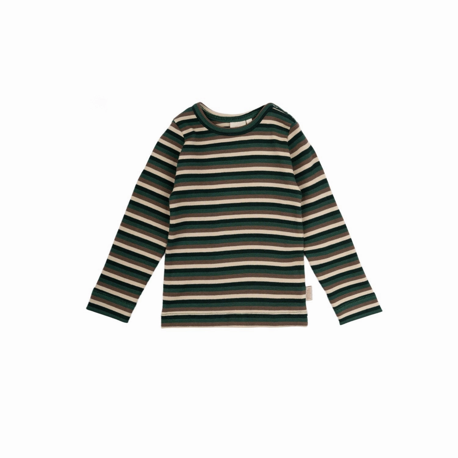Petit Piao Emerald Green Multi Stripe Blouse Modal Multi Striped Tailored Silhouette