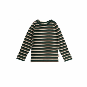 Pullover Design Button-up Petit Piao Emerald Green Multi Stripe Blouse Modal Multi Striped