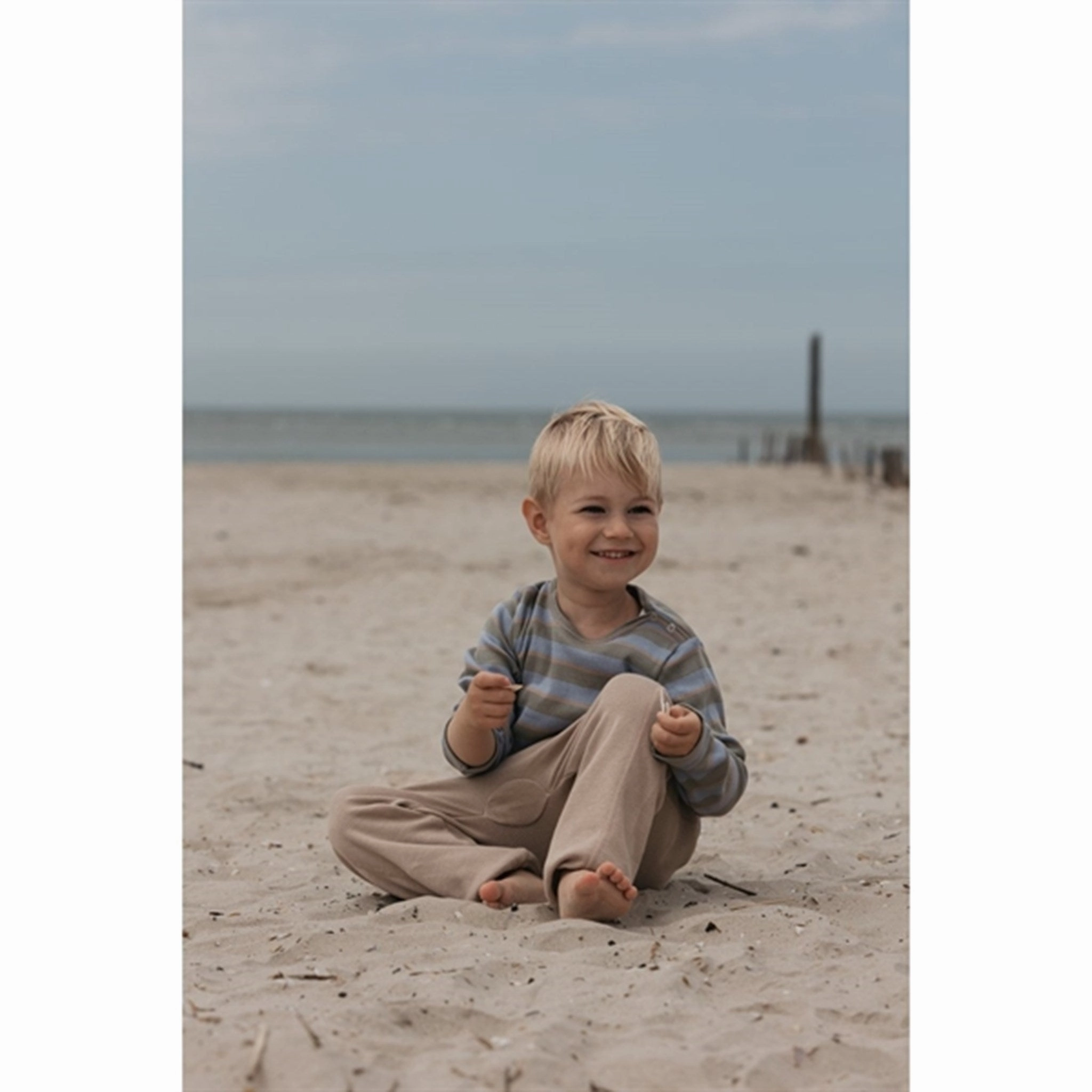 Petit Piao? Green Shadow Blouse Modal Double Striped Seamless Shoulder Construction