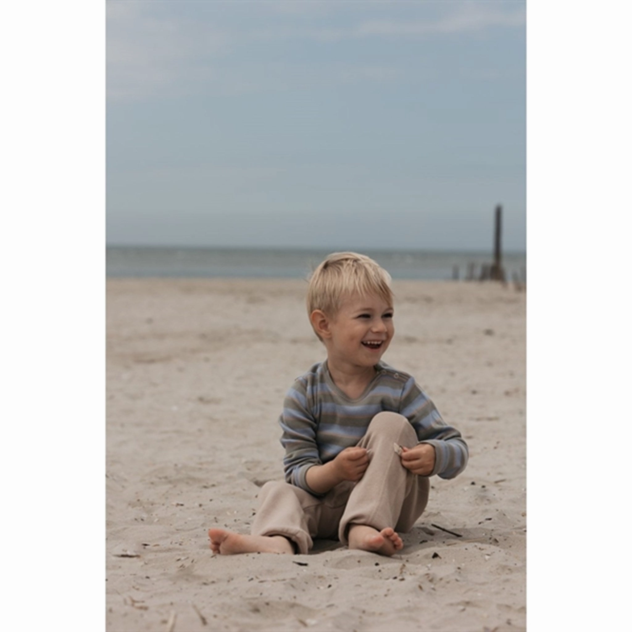 Petit Piao? Green Shadow Blouse Modal Double Striped slim fit Smooth Seam Finish